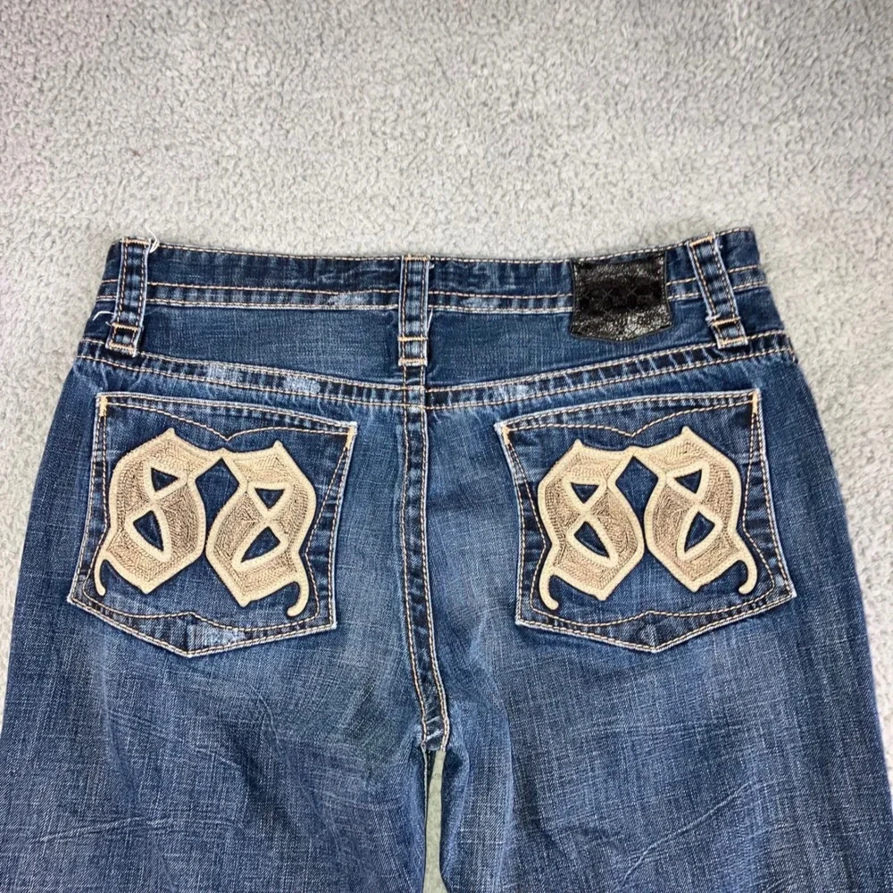 Express Jeans Blake Men 36x32 Loose Boot Leg‎ Embroidered Y2K Thick Stitch 36x29